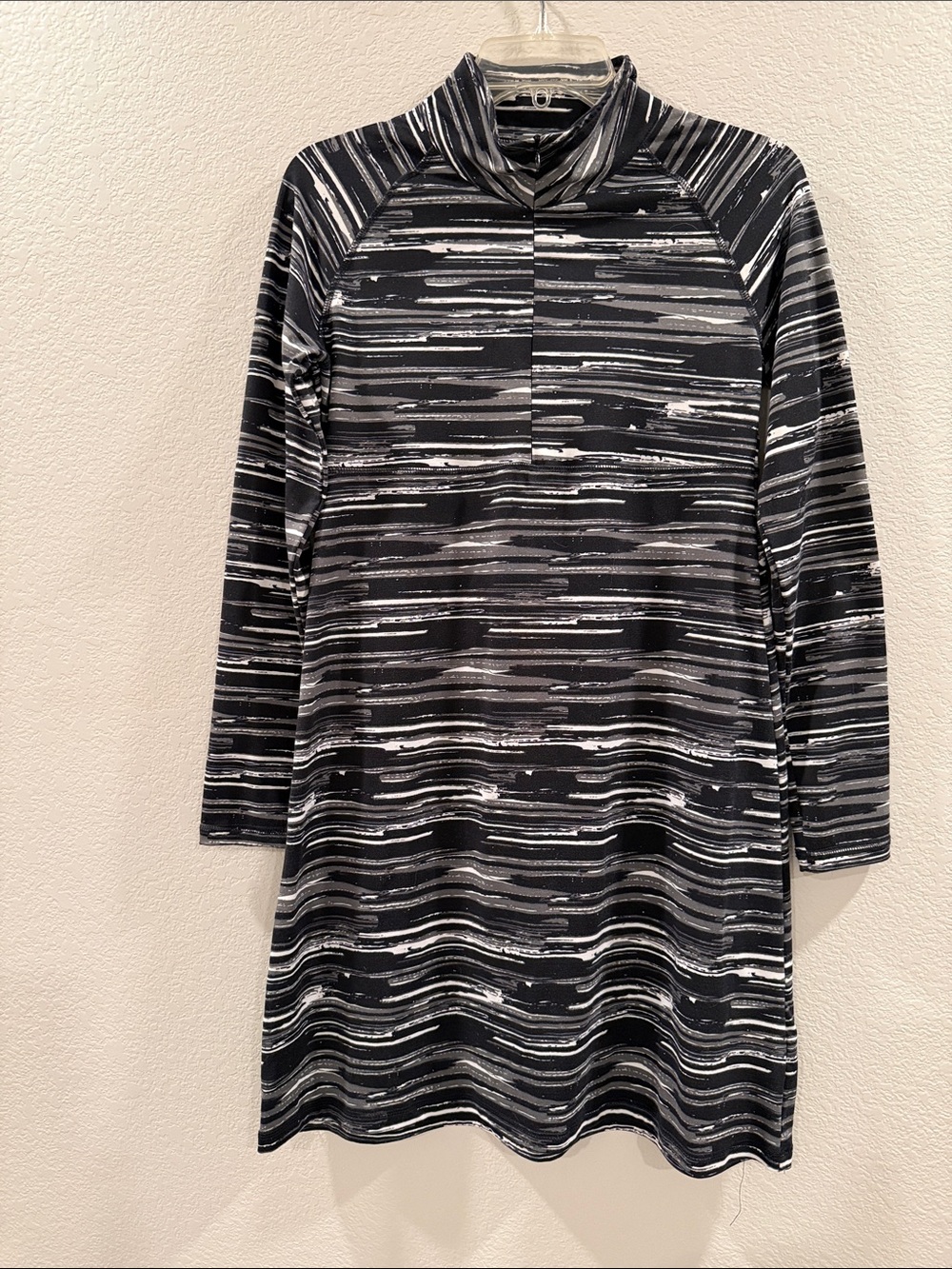 Soybu Black & Gray Striped Long-Sleeve Dress